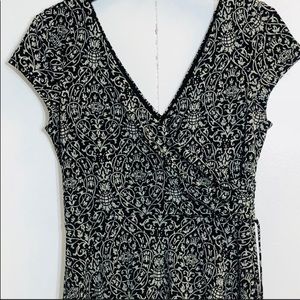 WHBM Black Paisley Print Faux Wrap Dress